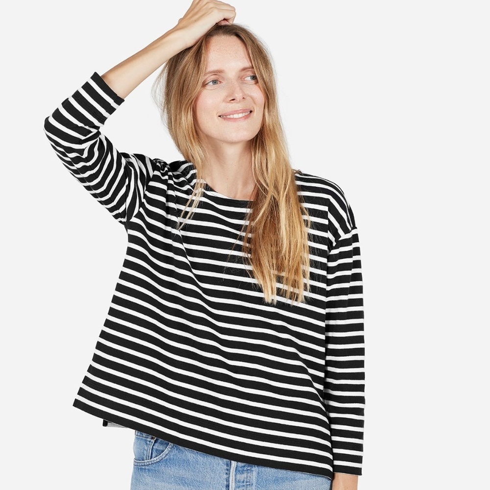 EUC Everlane The Boxy Striped Tee Sz M